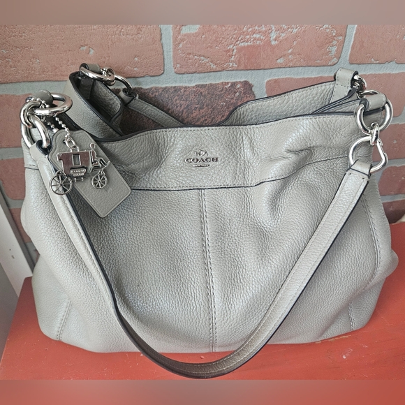 Coach Gray Leather Shoulder Bag - Picture 1 of 16